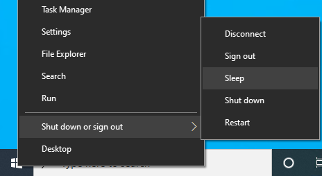 Image showing how to put Windows to sleep.