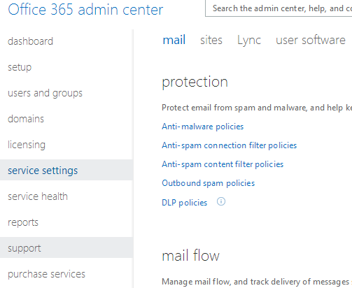 Office 365 Admin Center for downloading Office 2010 Professional Plus