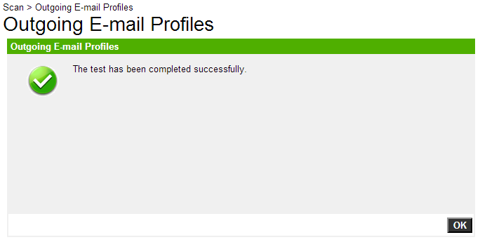 Officejet 8600 Outgoing E-Mail Profiles Test Complete
