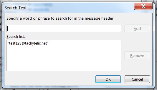 Outlook 2013 rule - specifying search text 