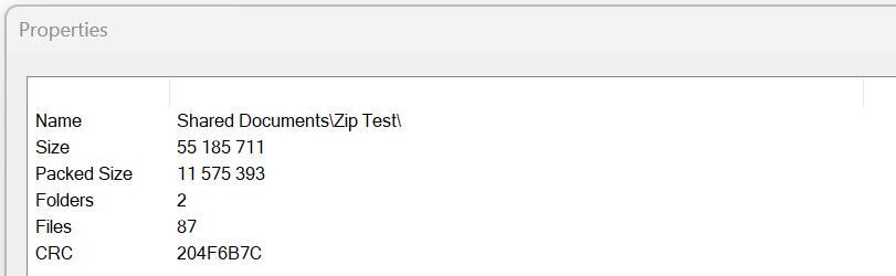 Image showing the compression result of Zipping files in Power Automate.