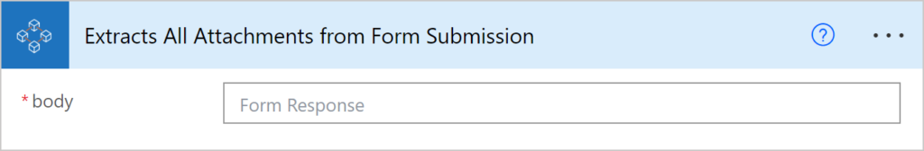 Image of a Power Automate action that extracts all of the attachments uploaded  to a Microsoft Form.