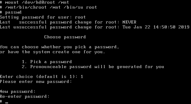 Image showing how to reset the root password using an Emergency Boot floppy