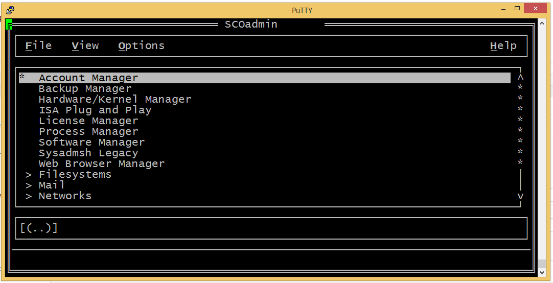 SCOadmin with correct terminal settings
