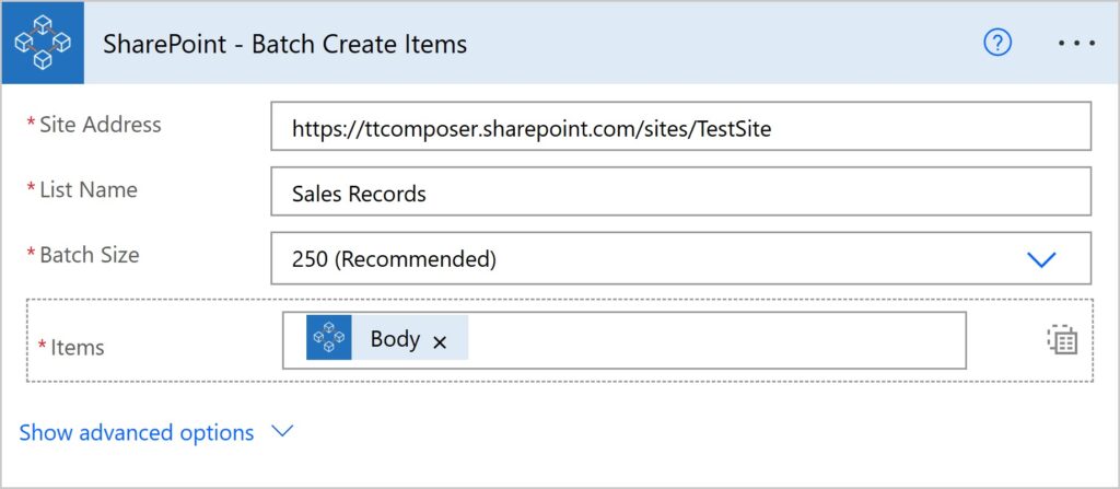 SharePoint Batch Create Action from Composer
