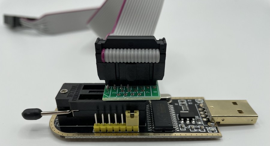 Image of CH431a USB Programmer with  8-16 Pin Header Installed