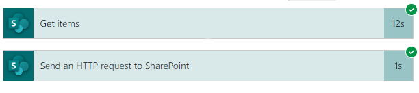Image displaying the difference in execution time between Power Automate Get Items from SharePoint Action and the Same request to the SharePoint API.