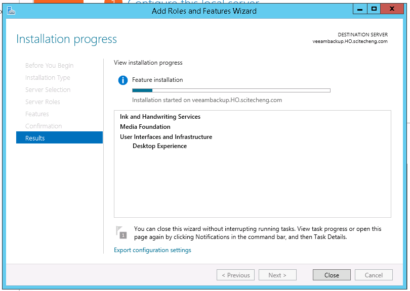 Desktop Experience Feature being installed on Windows Server 2012 r2
