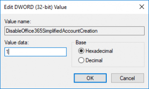 outlook identity regedit