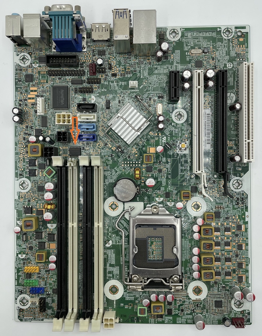 Image of motherboard from a HP Compaq 8300 Elite
