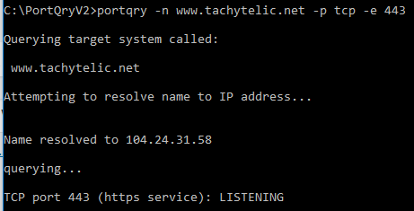 Image showing successful test of a web server on port 443