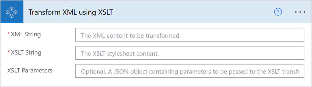 Image of a Power Automate action that is used to transform XML with XSLT