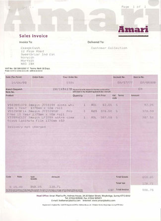 Example of an invoice produced from SCO Unix before being transformed to PDF