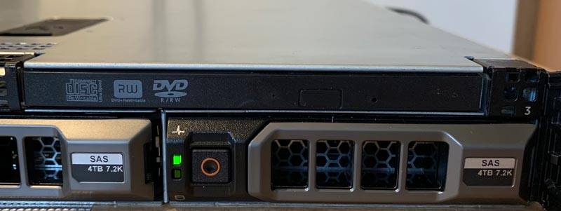 Front image of an SSD Installed into the optical bay of a Dell PowerEdge Server