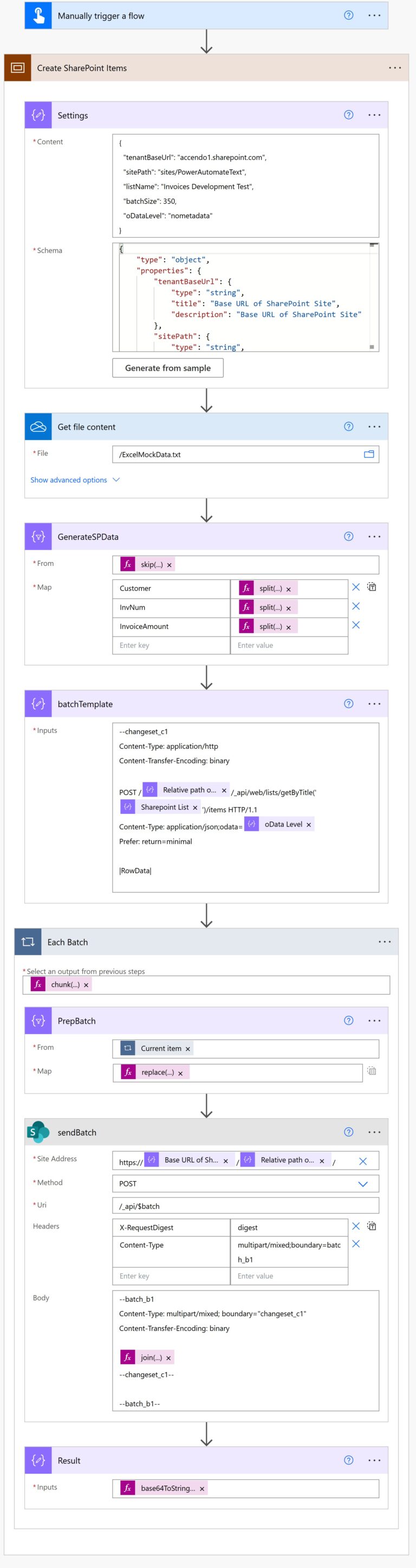 Power Automate Flow Showing how to batch create items in SharePoint