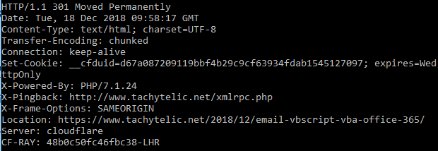 Image showing web server response to a HTTP Get issued via the telnet client