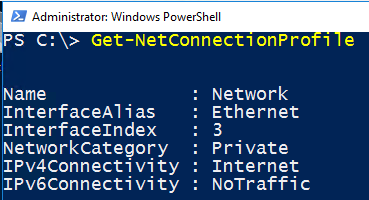 Image showing Windows Server 2016 Network Connection with a Private Profile